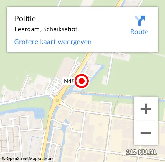 Locatie op kaart van de 112 melding: Politie Leerdam, Schaiksehof op 19 oktober 2021 15:20