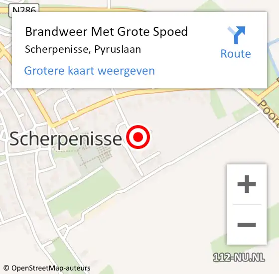 Locatie op kaart van de 112 melding: Brandweer Met Grote Spoed Naar Scherpenisse, Pyruslaan op 19 oktober 2021 15:32