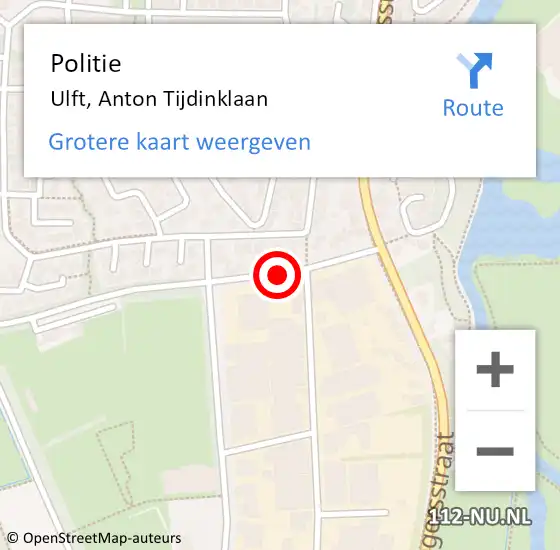 Locatie op kaart van de 112 melding: Politie Ulft, Anton Tijdinklaan op 19 oktober 2021 15:47