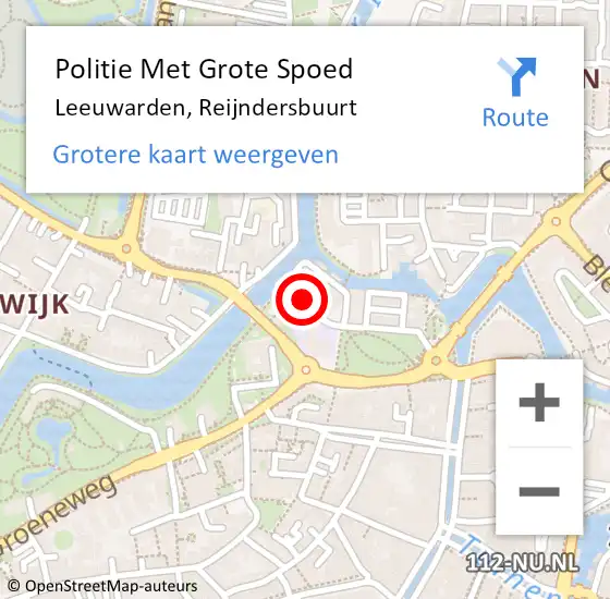 Locatie op kaart van de 112 melding: Politie Met Grote Spoed Naar Leeuwarden, Reijndersbuurt op 19 oktober 2021 15:52