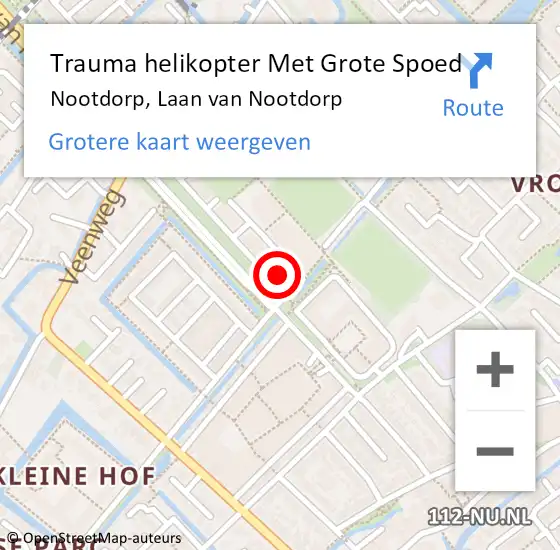 Locatie op kaart van de 112 melding: Trauma helikopter Met Grote Spoed Naar Nootdorp, Laan van Nootdorp op 19 oktober 2021 15:54