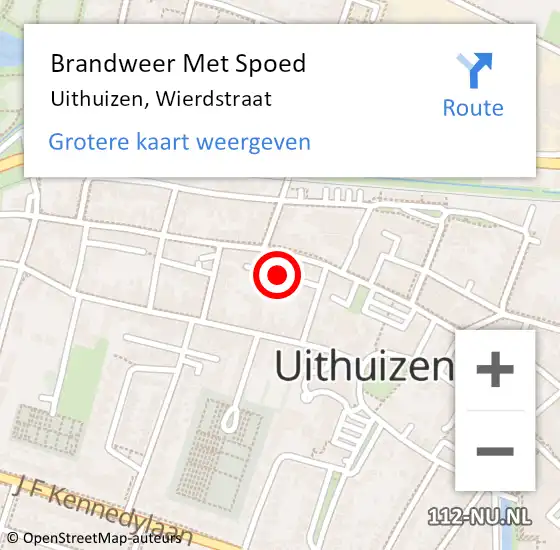 Locatie op kaart van de 112 melding: Brandweer Met Spoed Naar Uithuizen, Wierdstraat op 19 oktober 2021 16:05