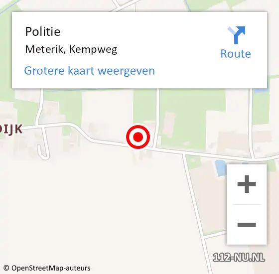 Locatie op kaart van de 112 melding: Politie Meterik, Kempweg op 19 oktober 2021 16:19