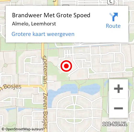 Locatie op kaart van de 112 melding: Brandweer Met Grote Spoed Naar Almelo, Leemhorst op 19 oktober 2021 16:21