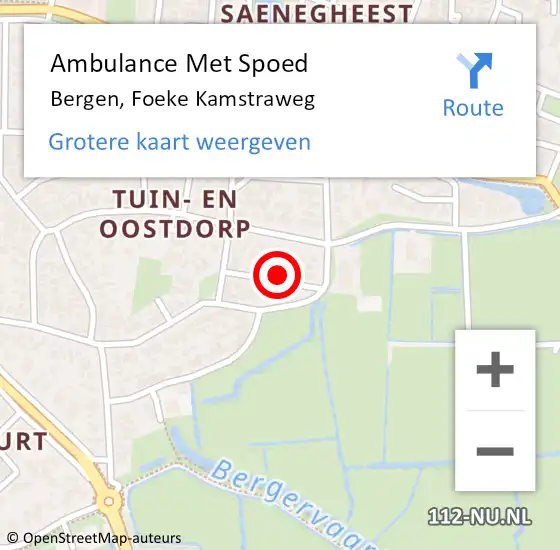 Locatie op kaart van de 112 melding: Ambulance Met Spoed Naar Bergen, Foeke Kamstraweg op 19 oktober 2021 16:53