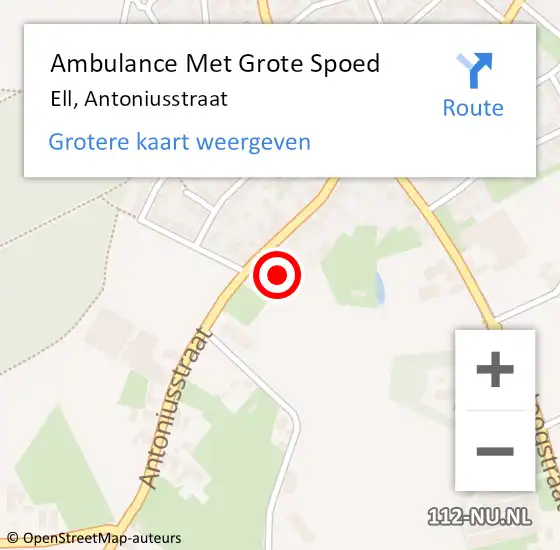 Locatie op kaart van de 112 melding: Ambulance Met Grote Spoed Naar Ell, Antoniusstraat op 19 oktober 2021 16:57