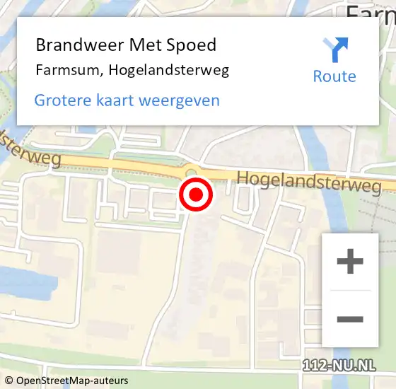Locatie op kaart van de 112 melding: Brandweer Met Spoed Naar Farmsum, Hogelandsterweg op 19 oktober 2021 17:20
