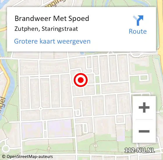 Locatie op kaart van de 112 melding: Brandweer Met Spoed Naar Zutphen, Staringstraat op 19 oktober 2021 17:23