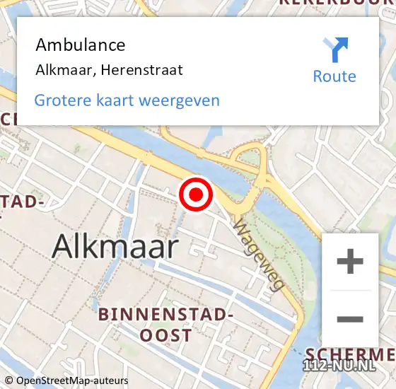 Locatie op kaart van de 112 melding: Ambulance Alkmaar, Herenstraat op 19 oktober 2021 17:25