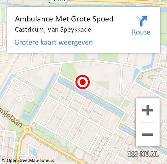 Locatie op kaart van de 112 melding: Ambulance Met Grote Spoed Naar Castricum, Van Speykkade op 19 oktober 2021 17:41