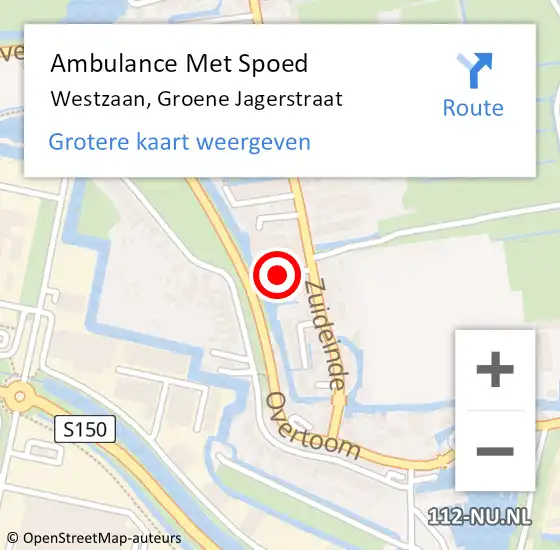 Locatie op kaart van de 112 melding: Ambulance Met Spoed Naar Westzaan, Groene Jagerstraat op 19 oktober 2021 17:49