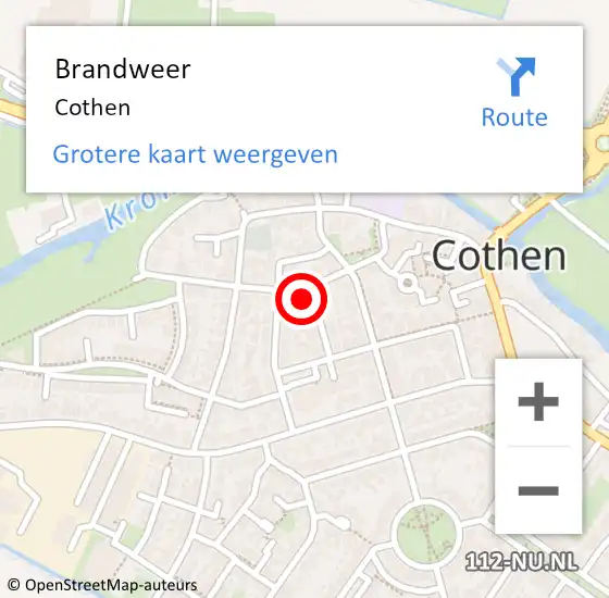 Locatie op kaart van de 112 melding: Brandweer Cothen op 19 oktober 2021 18:04