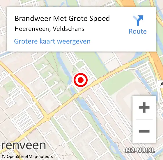 Locatie op kaart van de 112 melding: Brandweer Met Grote Spoed Naar Heerenveen, Veldschans op 19 oktober 2021 18:48