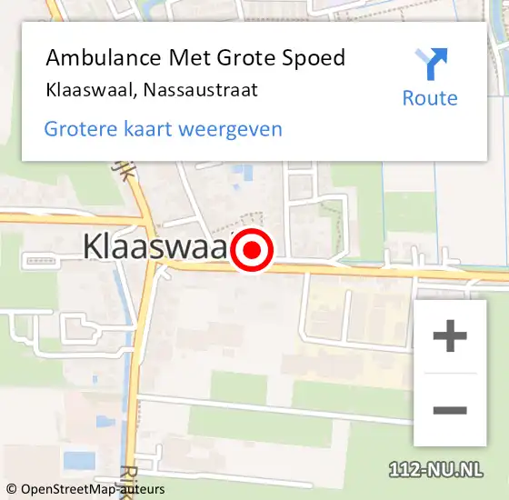 Locatie op kaart van de 112 melding: Ambulance Met Grote Spoed Naar Klaaswaal, Nassaustraat op 19 oktober 2021 18:52