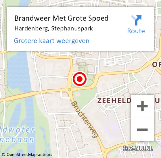 Locatie op kaart van de 112 melding: Brandweer Met Grote Spoed Naar Hardenberg, Stephanuspark op 19 oktober 2021 19:01