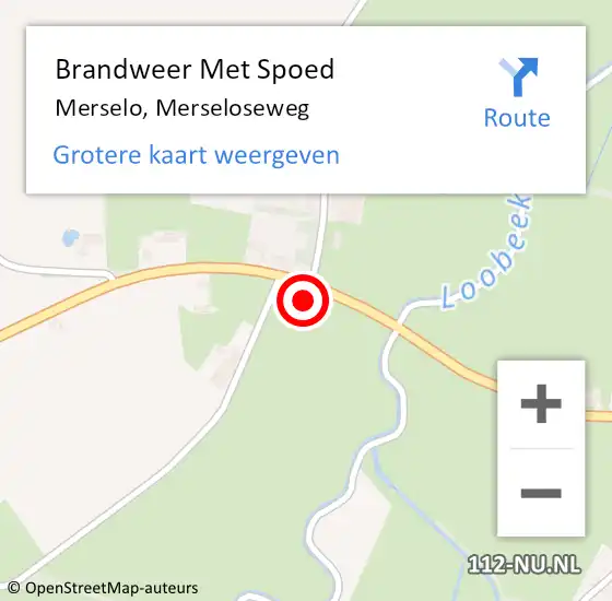 Locatie op kaart van de 112 melding: Brandweer Met Spoed Naar Merselo, Merseloseweg op 19 oktober 2021 19:27
