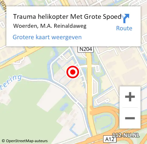 Locatie op kaart van de 112 melding: Trauma helikopter Met Grote Spoed Naar Woerden, M.A. Reinaldaweg op 19 oktober 2021 19:36