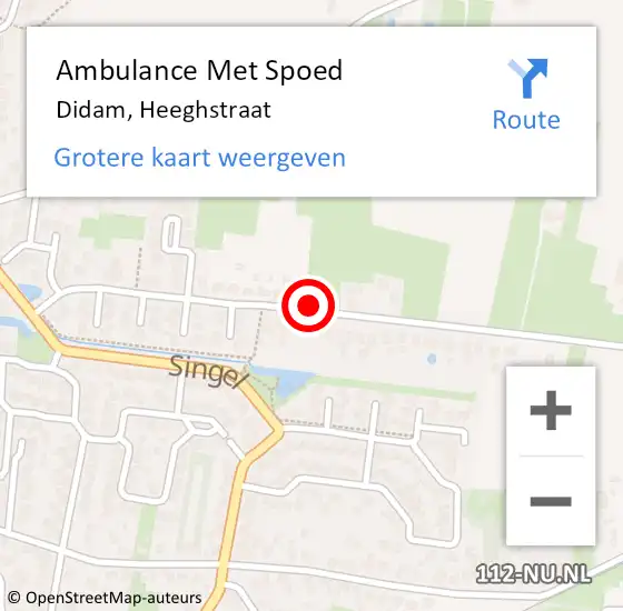 Locatie op kaart van de 112 melding: Ambulance Met Spoed Naar Didam, Heeghstraat op 19 oktober 2021 19:41