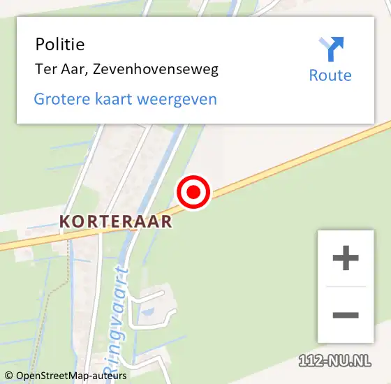 Locatie op kaart van de 112 melding: Politie Ter Aar, Zevenhovenseweg op 19 oktober 2021 19:44