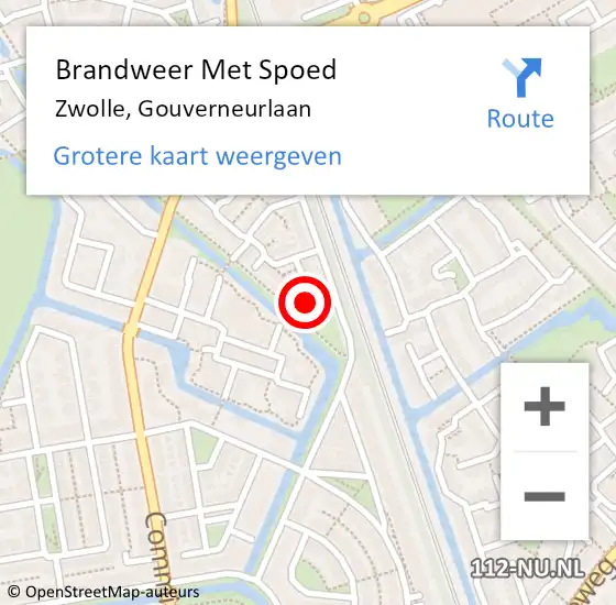 Locatie op kaart van de 112 melding: Brandweer Met Spoed Naar Zwolle, Gouverneurlaan op 19 oktober 2021 20:00