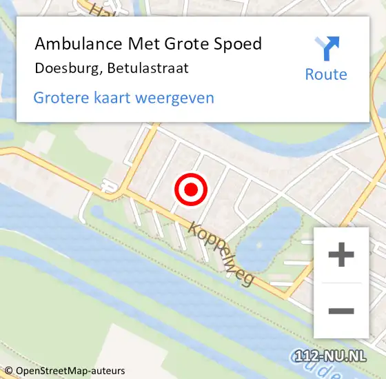 Locatie op kaart van de 112 melding: Ambulance Met Grote Spoed Naar Doesburg, Betulastraat op 19 oktober 2021 20:08