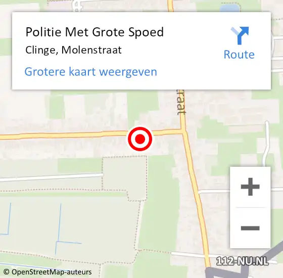 Locatie op kaart van de 112 melding: Politie Met Grote Spoed Naar Clinge, Molenstraat op 19 oktober 2021 20:15