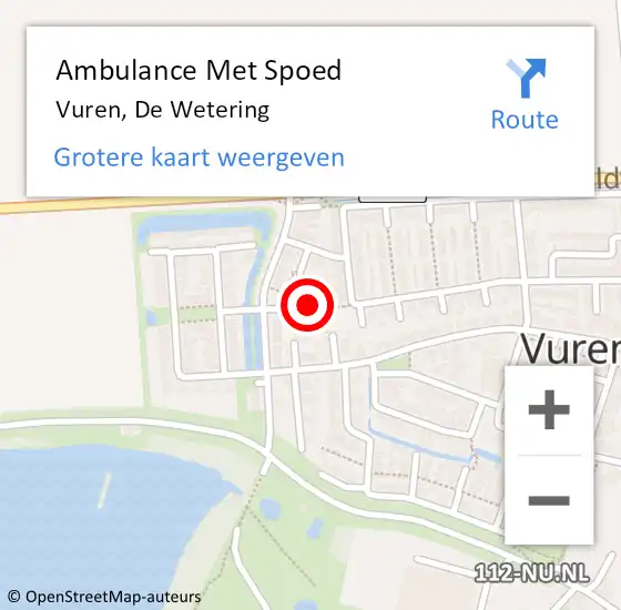 Locatie op kaart van de 112 melding: Ambulance Met Spoed Naar Vuren, De Wetering op 19 oktober 2021 21:37