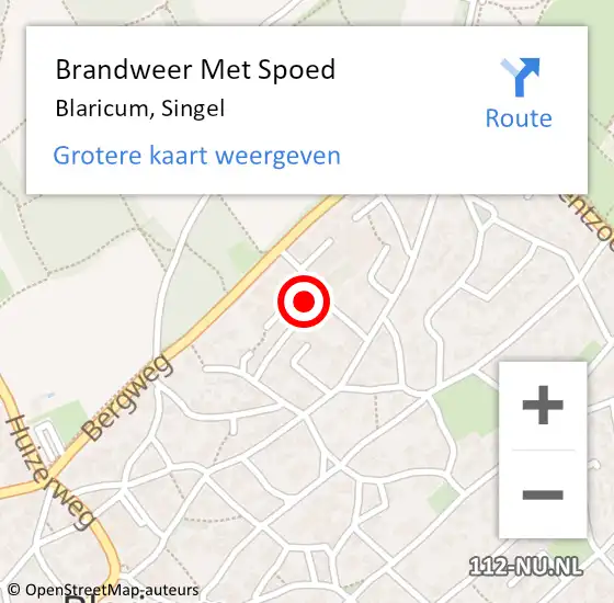 Locatie op kaart van de 112 melding: Brandweer Met Spoed Naar Blaricum, Singel op 19 oktober 2021 22:00