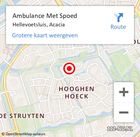 Locatie op kaart van de 112 melding: Ambulance Met Spoed Naar Hellevoetsluis, Acacia op 19 oktober 2021 22:04