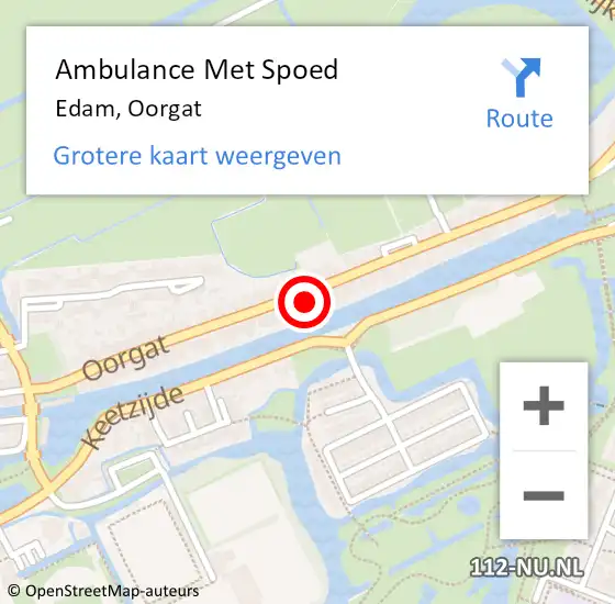 Locatie op kaart van de 112 melding: Ambulance Met Spoed Naar Edam, Oorgat op 19 oktober 2021 22:24