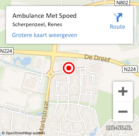 Locatie op kaart van de 112 melding: Ambulance Met Spoed Naar Scherpenzeel, Renes op 19 oktober 2021 23:03