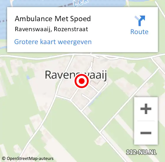 Locatie op kaart van de 112 melding: Ambulance Met Spoed Naar Ravenswaaij, Rozenstraat op 19 oktober 2021 23:18