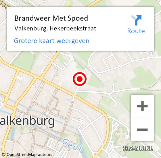 Locatie op kaart van de 112 melding: Brandweer Met Spoed Naar Valkenburg, Hekerbeekstraat op 19 oktober 2021 23:32