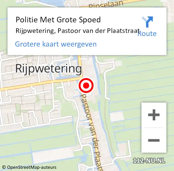 Locatie op kaart van de 112 melding: Politie Met Grote Spoed Naar Rijpwetering, Pastoor van der Plaatstraat op 20 oktober 2021 00:55