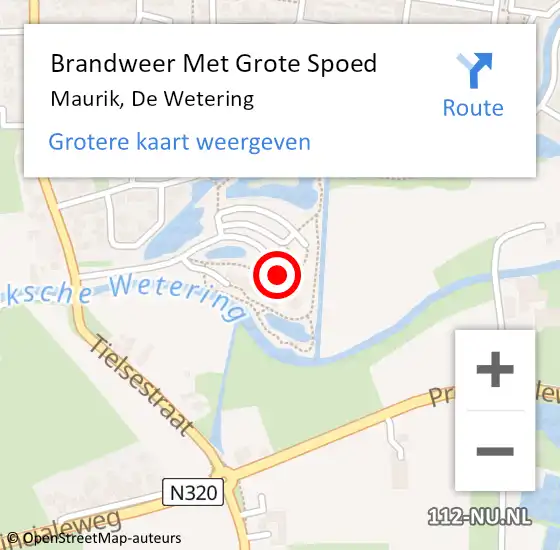 Locatie op kaart van de 112 melding: Brandweer Met Grote Spoed Naar Maurik, De Wetering op 26 juni 2014 15:19