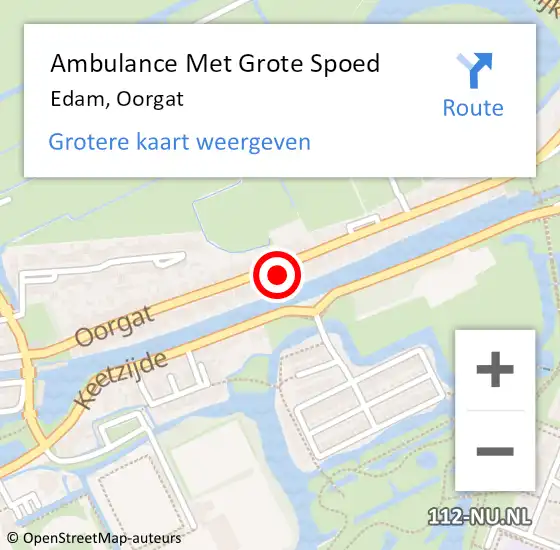 Locatie op kaart van de 112 melding: Ambulance Met Grote Spoed Naar Edam, Oorgat op 20 oktober 2021 01:25