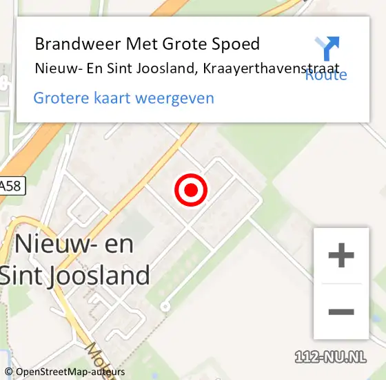 Locatie op kaart van de 112 melding: Brandweer Met Grote Spoed Naar Nieuw- En Sint Joosland, Kraayerthavenstraat op 26 juni 2014 15:22