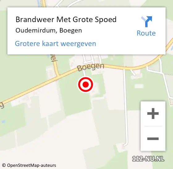 Locatie op kaart van de 112 melding: Brandweer Met Grote Spoed Naar Oudemirdum, Boegen op 20 oktober 2021 06:52