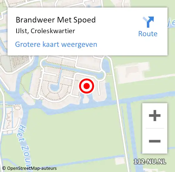 Locatie op kaart van de 112 melding: Brandweer Met Spoed Naar IJlst, Croleskwartier op 20 oktober 2021 07:52