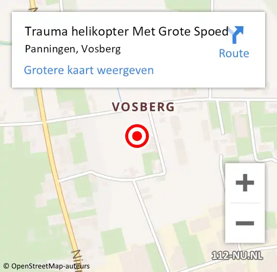 Locatie op kaart van de 112 melding: Trauma helikopter Met Grote Spoed Naar Panningen, Vosberg op 20 oktober 2021 08:11