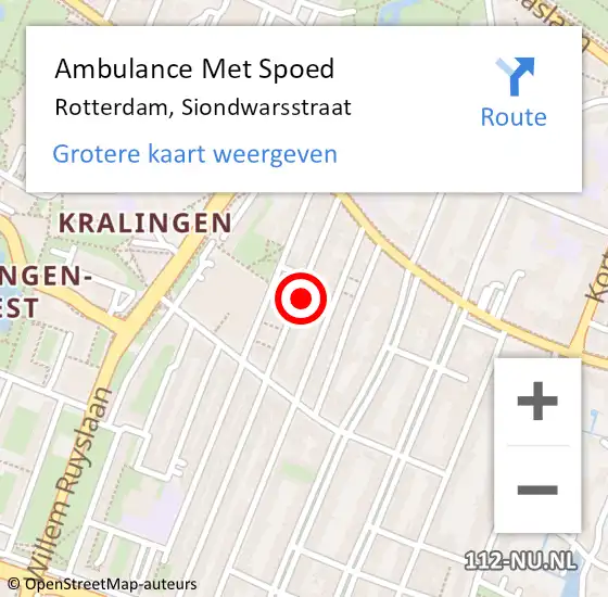 Locatie op kaart van de 112 melding: Ambulance Met Spoed Naar Rotterdam, Siondwarsstraat op 20 oktober 2021 08:15