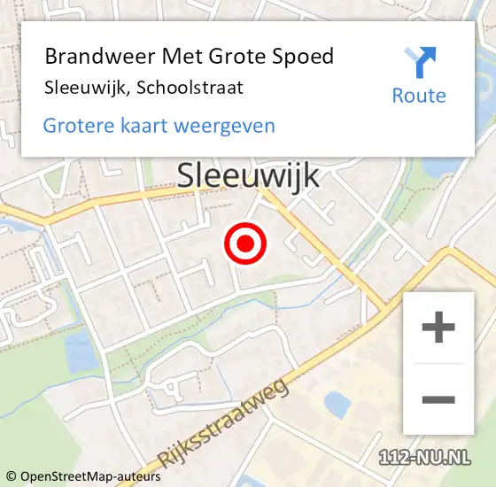 Locatie op kaart van de 112 melding: Brandweer Met Grote Spoed Naar Sleeuwijk, Schoolstraat op 20 oktober 2021 09:03