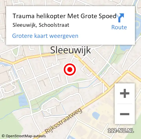 Locatie op kaart van de 112 melding: Trauma helikopter Met Grote Spoed Naar Sleeuwijk, Schoolstraat op 20 oktober 2021 09:04