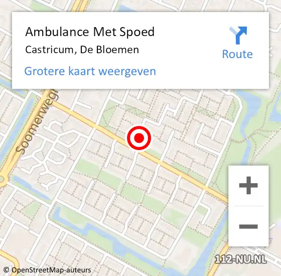 Locatie op kaart van de 112 melding: Ambulance Met Spoed Naar Castricum, De Bloemen op 20 oktober 2021 09:04