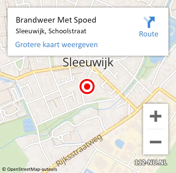 Locatie op kaart van de 112 melding: Brandweer Met Spoed Naar Sleeuwijk, Schoolstraat op 20 oktober 2021 09:10