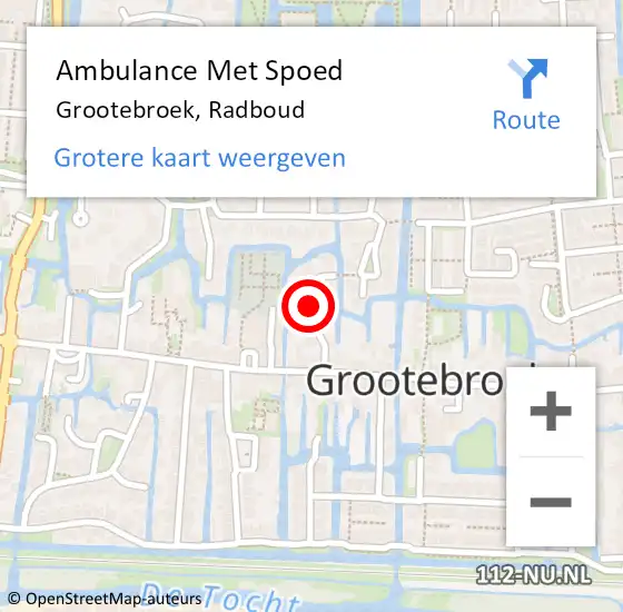 Locatie op kaart van de 112 melding: Ambulance Met Spoed Naar Grootebroek, Radboud op 20 oktober 2021 09:23