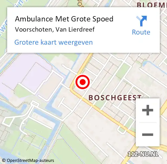 Locatie op kaart van de 112 melding: Ambulance Met Grote Spoed Naar Voorschoten, Van Lierdreef op 20 oktober 2021 09:24