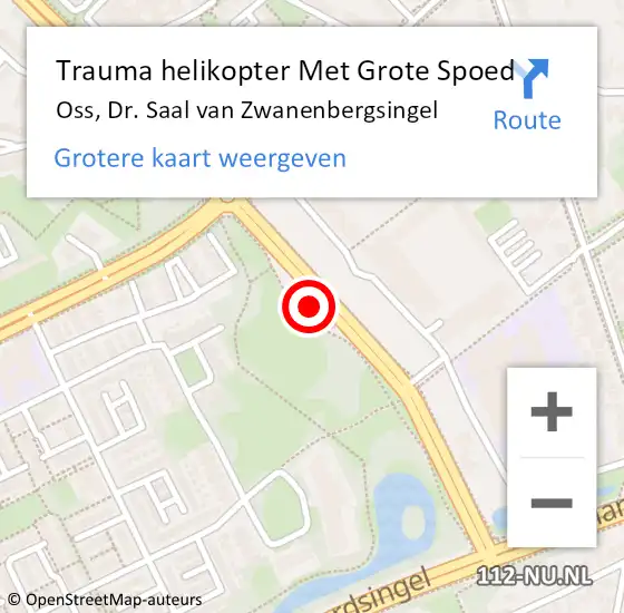 Locatie op kaart van de 112 melding: Trauma helikopter Met Grote Spoed Naar Oss, Dr. Saal van Zwanenbergsingel op 20 oktober 2021 09:27