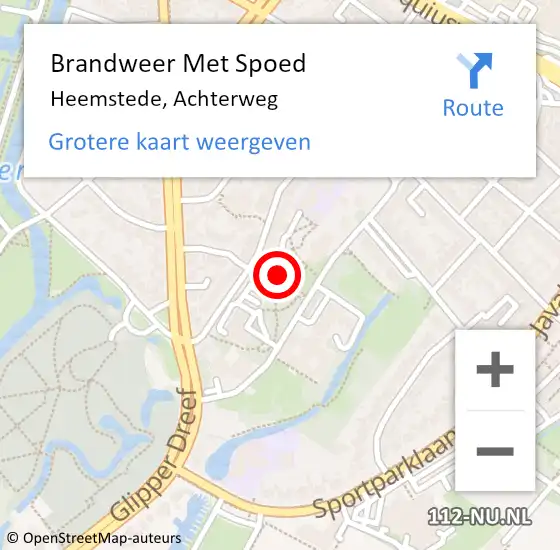 Locatie op kaart van de 112 melding: Brandweer Met Spoed Naar Heemstede, Achterweg op 20 oktober 2021 09:35