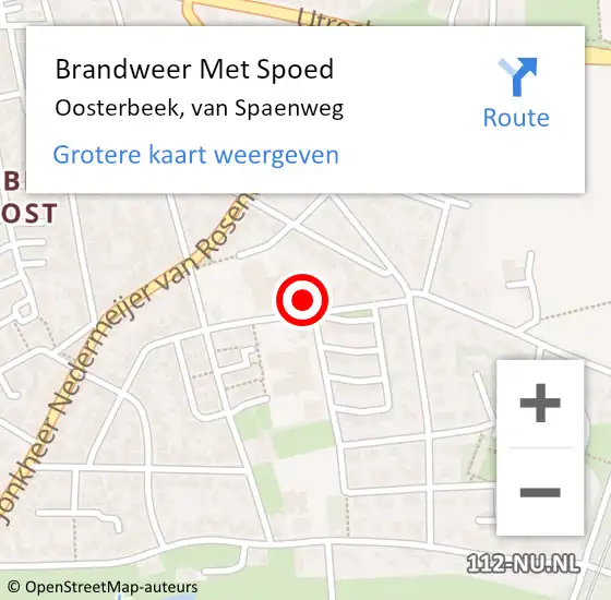 Locatie op kaart van de 112 melding: Brandweer Met Spoed Naar Oosterbeek, van Spaenweg op 20 oktober 2021 09:50